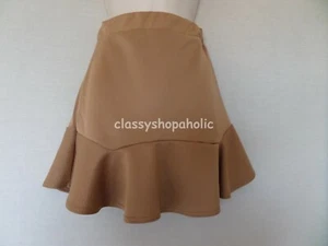 PRETTYLITTLETHING Toffee Ruffle Hem Stretch Skirt - Size 8 - Worn Once - Picture 1 of 3
