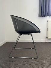 Modern Acrylic Grey dining chairs, Pair of 2, used. Acrylic Seat & Chrome Legs