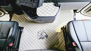 Set tappetini camion ecopelle beige ricamo adatti per SCANIA S 2017+ - Foto 1 di 4