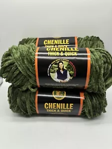 LION Brand CHENILLE Thick & Quick Yarn #178 Basil Lot of 4 - Picture 1 of 10