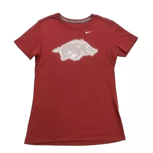 Nike Arkansas Razorbacks Shirt Womens Large L Red Slim Fit Short Sleeve - Picture 1 of 11