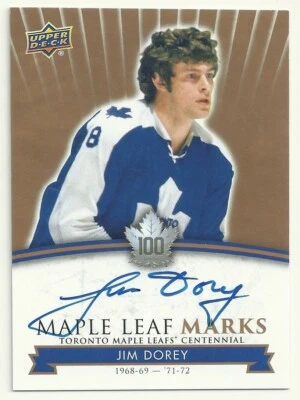 2017-18 UPPER DECK TORONTO MAPLE LEAFS CENTENNIAL MARKS HOCKEY - JIM DOREY AUTO - Image 1 of 2