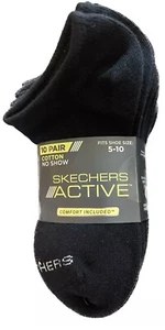 Women's Skechers Active Cotton Blend No Show Socks 10 Pair Shoe Size 5-10 Black - Picture 1 of 3