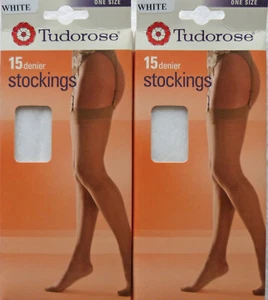 2 paia calze in nylon trasparente Tudorose taglia unica 15 denari bianche - Foto 1 di 2