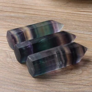 Colorful Stone Quartz Crystal Wand Point Healing Natural Fluorite Gemstone - Picture 1 of 12
