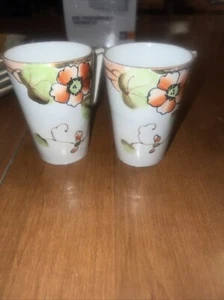 A Beautiful Nippon Tea Cup Set Of 2 Made Of Porcelain Unknown Year - Picture 1 of 13