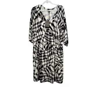 Tommy Bahama Chateau Shadow Dress Size XL Gray Black 3/4 Sleeve V Neck NWT - Picture 1 of 13