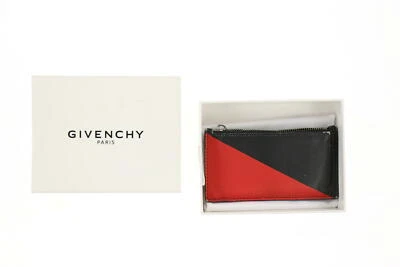 Tarjetero Givenchy para hombre con cremallera cuero negro rojo Foto 1 de 3