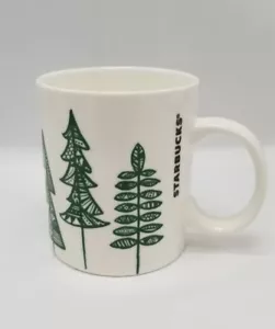 Starbucks Holiday Christmas Tree Coffee Tea Cup Mug 2015 12 Oz White Green - Picture 1 of 6
