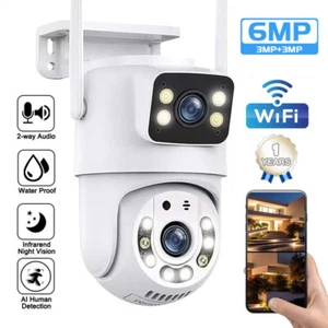 Dual Len PTZ Wireless Camera Outdoor WIFI IP CCTV Home Security Cam Night Vision - Picture 1 of 17