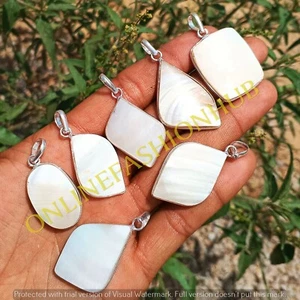 Natural Mother Of Pearl Gemstone 925 Sterling Silver Plated Pendants Lot Jewelry - Picture 1 of 3