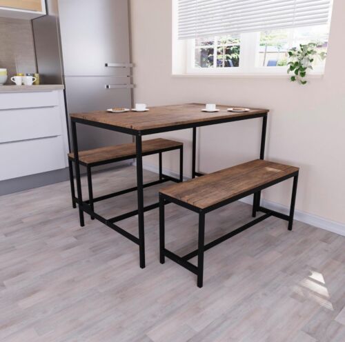 Vida Designs 4 Seater Dining Table With 2 Benches, 3 Piece Set
