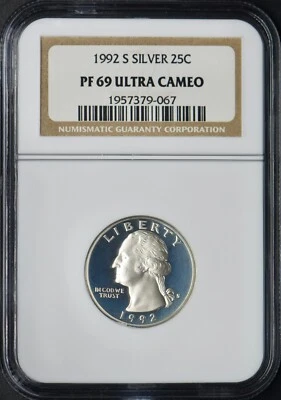 1992-S Silver Washington Quarter - NGC PF69 Ultra Cameo - ✪COINGIANTS✪ - Image 1 of 2