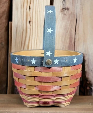 Woven Red "White" & Blue Basket - Stars & Stripes Cover