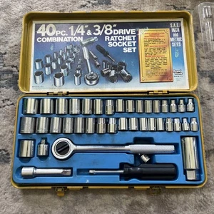 1978 Royal Tools 40 Piece SAE & Metric Ratchet Socket Vtg Tool Set No. 275 Japan - Bild 1 von 10