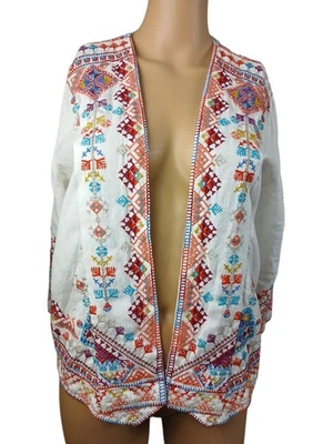 Johnny Was Velsia вышитая льняная куртка болеро белая богемное XS - Изображение 1 из 4