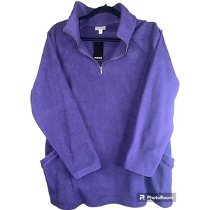 NWT Avenue Purple Collared Quarter Zip Pullover Pockets Fleece Size 14/16 - Picture 1 of 5
