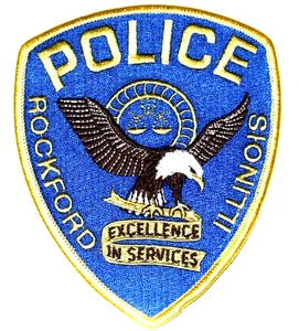 ROCKFORD ILLINOIS IL Police Patch FLYING EAGLE BANNER SCALE OF JUSTICE - Picture 1 of 1