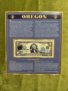 Oregon $2 Two Dollar Bill - Colorized State Landmark - Uncirculated Authentic - Picture 1 of 1