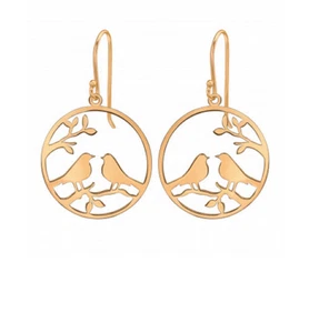 Liebesvögel Baum Rosegold Sterling Silber Ohrringe - Bild 1 von 1