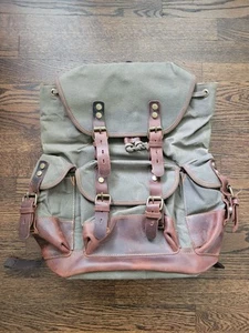 Retro Military Canvas Backpack Large Capacity Man's Rucksack - Excellent Cond - Picture 1 of 10