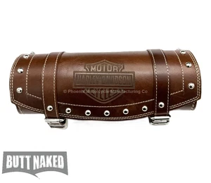 ROLLO DE HERRAMIENTAS LARGO CON TACHUELAS HARLEY DAVIDSON - CUERO MARRÓN GENUINO - SUMINISTRADO EN REINO UNIDO - Imagen 1 de 5