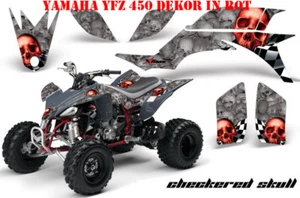 KIT GRÁFICO DE DECORACIÓN DE CARRERAS AMR ATV YAMAHA YFZ 450 04-14 YFZ450R CALAVERA A CUADROS B - Imagen 1 de 3