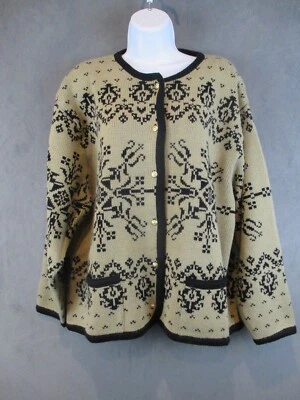 Винтажный кристалл Кобе кардиган свитер женщин XL коричневый золотой кнопки 90-х Y2K - Изображение 1 из 4