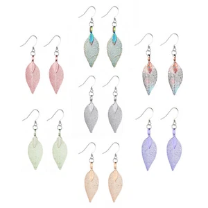 Damas Pendientes Colgantes Gancho Hoja Real Esqueleto Joyería Regalo Varios Colores - Imagen 1 de 8