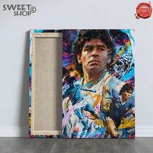 MARADONA QUADRO POP ART Stampa su Tela ALTA' QUALITA' MODERNO ARTE PIBE DE ORO - Imagen 1 de 2