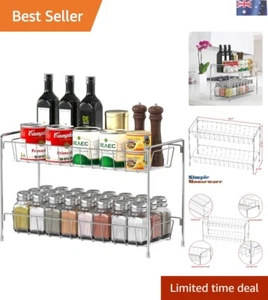 Sleek Chrome 2-Tier Kitchen Shelf - Organize Spices & Essentials Effortlessly - Picture 1 of 9
