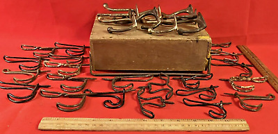 30 VTG Coat/Clothing Hooks: 9 Cast Metal & 21 Twisted Wire (Restore & Use) • 26.65$