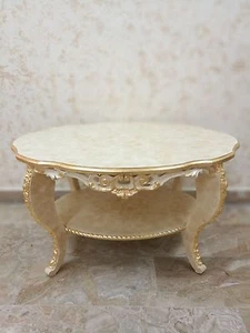 TAVOLINO DA SALOTTO SOGGIORNO IN LEGNO PANNA E FOGLIA ORO ARREDO CASA - Imagen 1 de 1