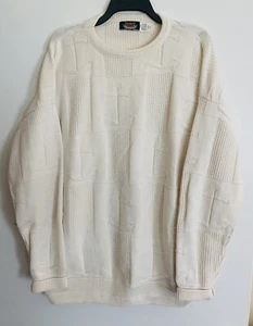Brimwick Sweater Embroidered Mens Size L Long Sleeve Anchors Ivory 100% Cotton - Picture 1 of 5