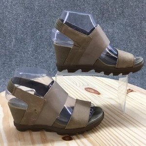 Sorel Sandals Womens 6.5 Joanie II Wedge Slingback Brown Leather NL3556-365 - Picture 1 of 18