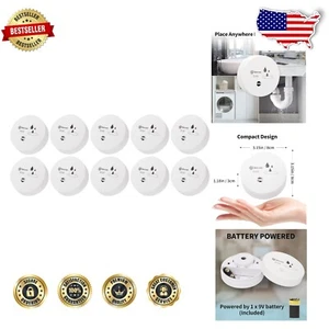 Battery-Operated 100dB Flood Alarm Sensor - 10 Pack for Essential Leak Detection - Picture 1 of 10