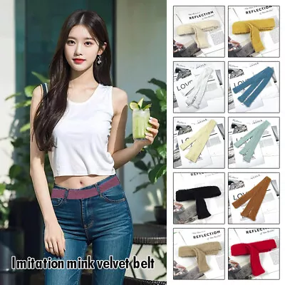 Women Mohair Knit Sash Belt Lace Up Fuzzy Ribbon for Robe Coat Waistband NEW - Image 1 of 4