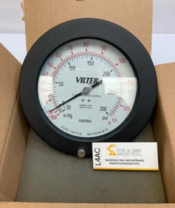 Vilter Duro United 1204K 6" Dial Ammonia Gauge 30-0-300 Psi SS Tube & Socket - Picture 1 of 4