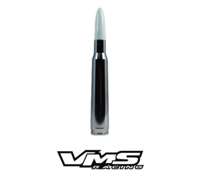 KIT ANTENA CORTA ALUMINIO BALA CALIBRE 50 VMS FORD F150 F250 CROMO BLANCO Foto 1 de 4