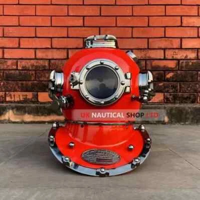 Casco de buceo de 18 pulgadas náutico US Navy Mark V rojo pulido regalo de Halloween Foto 1 de 4