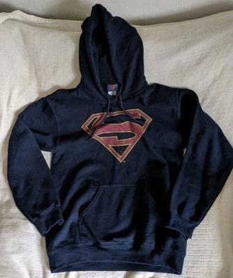 Mens Superman Blue Pullover Hoodie Size M - Image 1 of 2