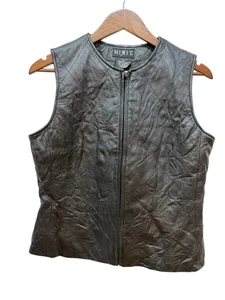 Mixit Lederweste Damen 8 schwarz Reißverschluss Frontfutter Goth Biker - Bild 1 von 7