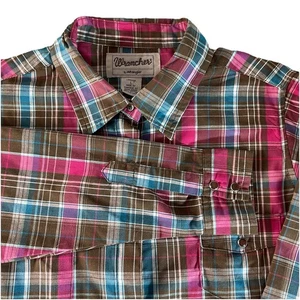 Wrangler Camicia Donna L Multicolore Check Perla Snap Manica Lunga Western Rodeo - Foto 1 di 7