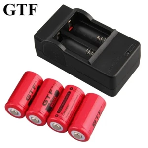 GTF 4 Stück 16340 CR123A 3,7V 2800mAh wiederaufladbare Li-Ion Batterie + Ladegerät - Bild 1 von 15