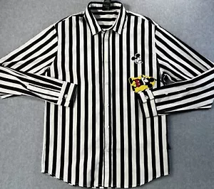 Disney x Forever 21 Mickey Mouse Shirt Men's Small Black White Striped NWT New - Picture 1 of 14