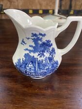 J&G Meakin Merrie England BLUE & WHITE Creamer / Small Pitcher Ironstone 5” Tall