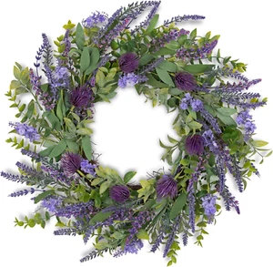 Lavender Wreath for Front Door 22 Inch Spring Summer Wreaths for Front Door Arti - Picture 1 of 6