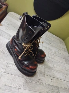 Rare Vintage Grinders Burgundy Rub Off Leather Boots Sze 38 England See Descr - Picture 1 of 24