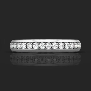 Platin Rundschliff Diamant Band Zertifiziert Laborgezüchtet 0,42 Karat Verlobung PT950 - Bild 1 von 15