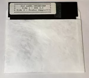 Apple II DLO Label Organizer DOS 3.3 ProDOS Dbl Sided 5.25” Floppy Disk Vintage - Picture 1 of 3